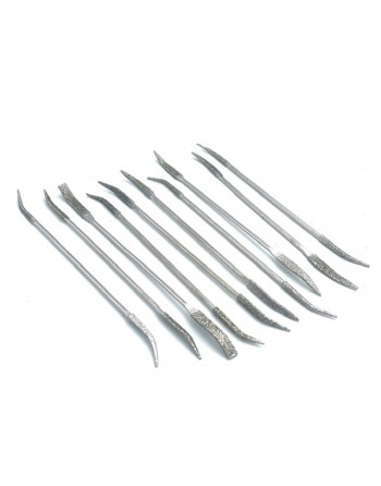 Set 10 Electroplated Diamond Rifflers Double Headed 180mm
